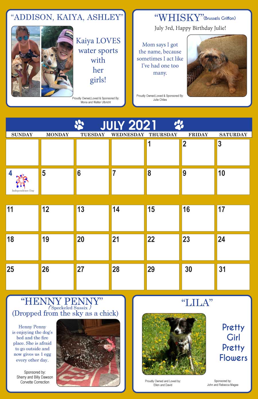 Guadalupe County Humane Society Calendar - January